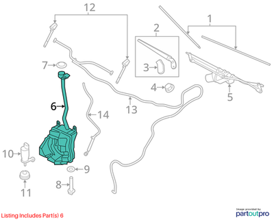 2012 Mini Cooper Washer Fluid Reservoir Used OEM 61667368642