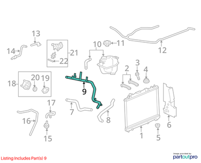 Cadillac 2008-2009 CTS Radiator Coolant Outlet Pipe Assembly 12612857
