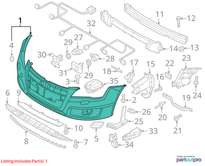 Audi 2012-2015 A7 Quattro Bumper Cover 4G8807065AGGRU