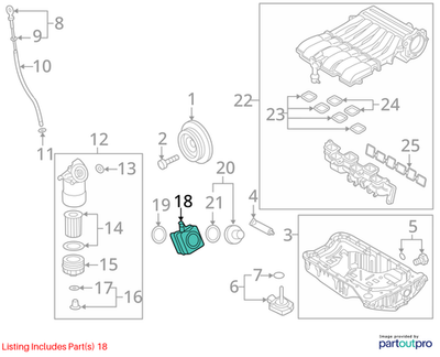 Volkswagen 2006-2014 Volkswagen Passat Engine Oil Cooler 038117021E