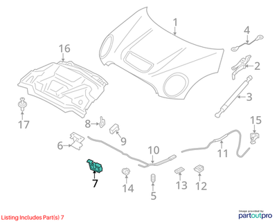2010-2012 Mini Cooper R56 Hood Bonnet Lock Latch Used OEM 51232753419