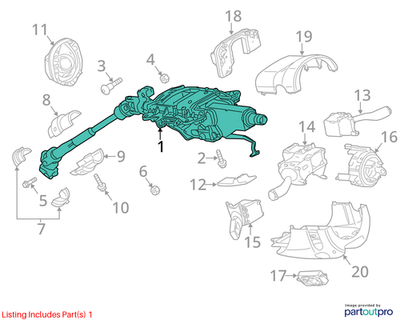 2007 Audi Q7 Steering Column Assembly Used OEM 7L8419501AM
