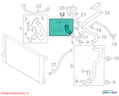 Audi A4 Radiator Coolant Hose 2.0L TFSI 8K0121051C