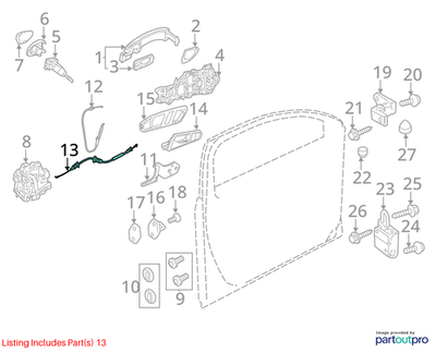 2009-2017 Volkswagen CC Door Latch Cable 3C8837085B