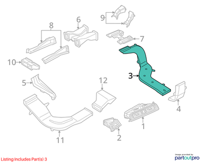2013 BMW 520i F10 Air Duct B-Pillar Inner Right Used OEM 64227213300