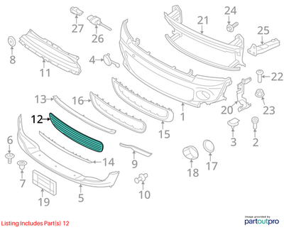 2010-2012 Mini Cooper Front Bumper Lower Center Grille Trim USED OEM 51117250785