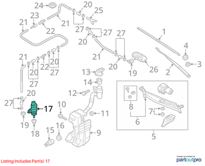 2012–2018 VW/Audi Windshield Washer Pump USED OEM 1K5955651