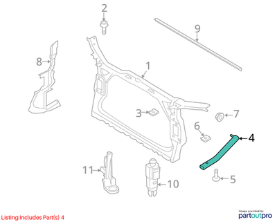 2010-2012 AUDI A4 RIGHT RADIATOR SUPPORT BRACKET USED OEM 8K0805528A