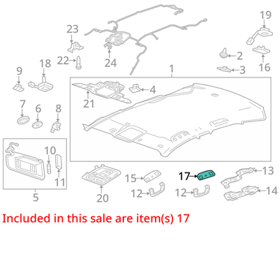 2018-2019 Cadillac XT4 Light Platinum Passenger Roof Rail Reading Lamp 84247618