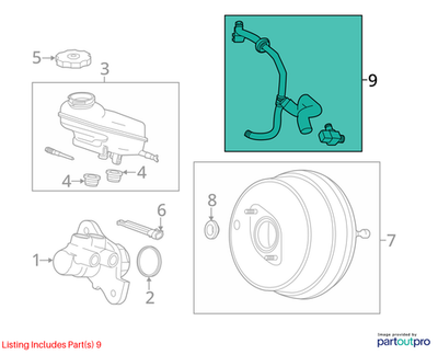 2018 Cadillac CTS Power Brake Booster Vacuum Hose Used OEM 23344589