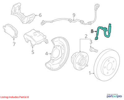 2010 Chevrolet Cruze Right Front Brake Hose Used OEM 12774865