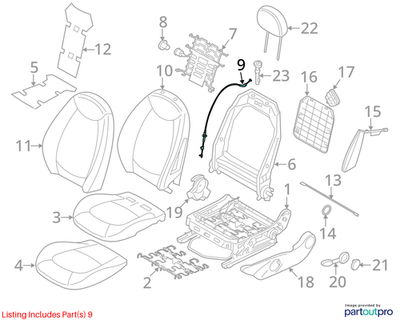 2012 Mini Cooper Folding Seat Release Cable Used OEM 52109171969