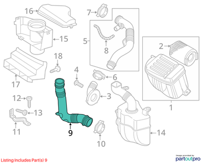 2011–2015 VW Jetta Engine Air Intake Hose Used OEM 1K0129618AJ