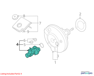 2007-2013 MINI Cooper Brake Master Cylinder with Reservoir Used OEM 34336786585