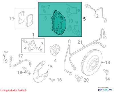 Audi 2016-2017 A7 Quattro Disc Brake Caliper 8R0615107