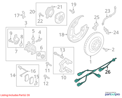 Audi 2012-2018 A6 Abs Wheel Speed Sensor Wiring Harness 4G0972253C