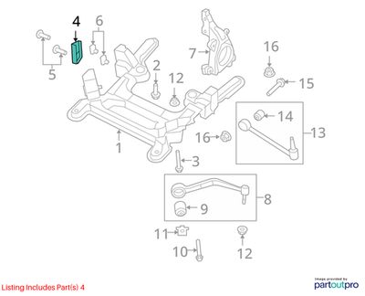 2009 Chevrolet Lumina S Front Cross‑Member Bracket Left OEM 92192482