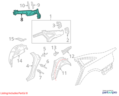 2014 Audi A6 Quarter Panel Reinforcement (Front/Upper) OEM 4G5809290