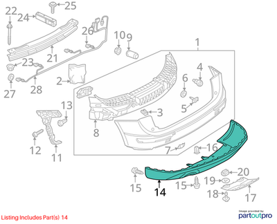 2013 Audi Q5 Rear Bumper Valance Panel Used OEM 8R0807434QGRU