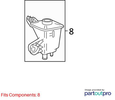 Jaguar 2000-2008 S-Type Power Steering Reservoir XR856660
