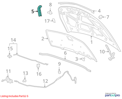 2010 Chevrolet Cruze Left Hood Side Seal Strip Used OEM 94787612