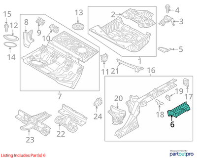 2014 Audi A6 Floor Extension Rear Lower OEM 4G0802090TA