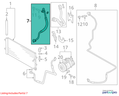 Audi 2016-2017 A7 A/C Refrigerant Suction Hose 4G0260707BT