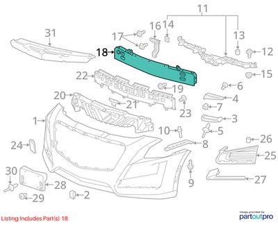 2018 Cadillac CTS Front Bumper Impact Bar Used OEM 23279189