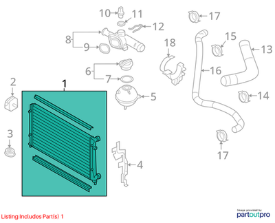 2013 Volkswagen Jetta Engine Coolant Cooler Used OEM 5C0121251E
