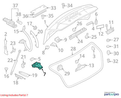 2010–2012 AUDI A4 Trunk Lid Lock Latch Assembly USED OEM 4F5827505D