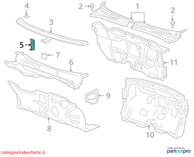 2010 Chevrolet Cruze Cowl Plenum Panel Center Reinforcement Used OEM 96899408