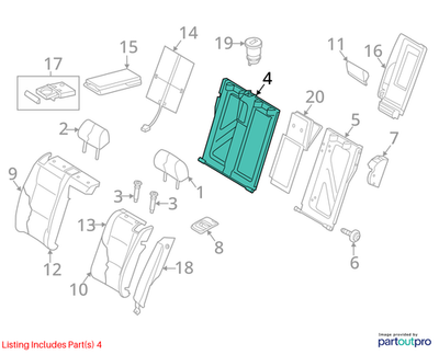 2013 Audi A4 Quattro Rear Seat Back Panel Used OEM 8K5885502CCA9