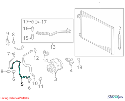 BMW 2008-2014 X5 A/C Refrigerant Discharge Hose 64509195802