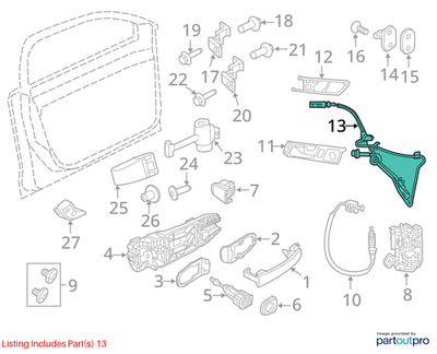 2011–2018 VW Jetta Front Left Inner Actuator Bowden Cable Used OEM 5C6837085A
