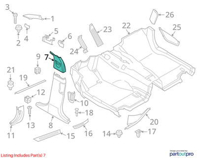 2011-2016  BMW 520i Left Upper B‑Column Cover Used OEM 51437358983