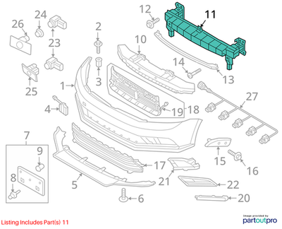 2014 Volkswagen Jetta Front Bumper Impact Bar Used OEM 5C6807109B