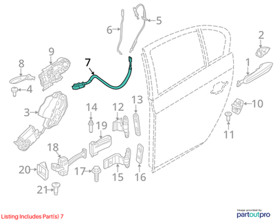 2011–2016 BMW 520i Rear Door Handle Bowden Cable USED OEM 51227175720