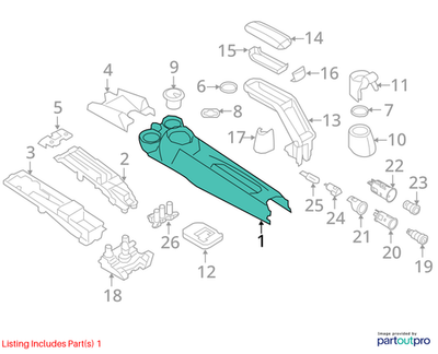 2011–2015 Mini Cooper Center Handbrake Console Used OEM 51162756156