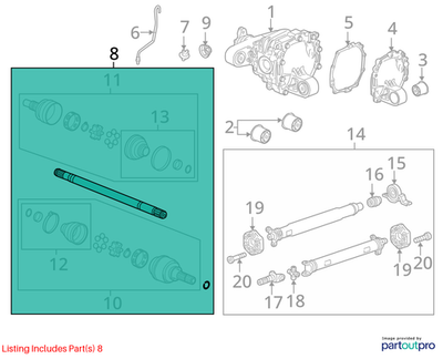 Chevrolet Camaro Rear Axle Shaft Assembly 3.6L V6 Auto 22806795