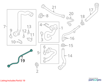 Audi 2011-2018 A6 Engine Coolant Overflow Hose 4G0121081AE