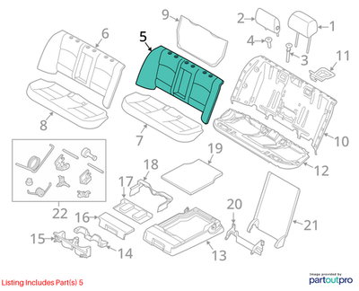 2011–2016 BMW 520i 5‑Series rear Seat Back Pad Used OEM 52209162837