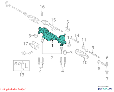 2012 Volkswagen CC Steering Rack & Pinion Assembly Used OEM 3AB423061M