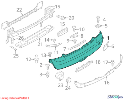 2011-2015 Mini Cooper Rear Bumper Cover Used OEM 51127264355