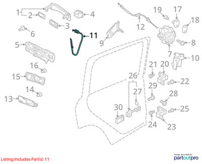Volkswagen 2010-2012 Volkswagen Golf Door Latch Cable 5N0837017D