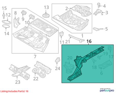 2012–2018 Audi A6 A7 Left Side Rail Assembly USED OEM 4G0803401TA