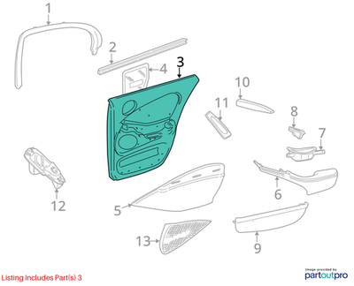 2000 Jaguar S-Type Rear Left (LH) Interior Door Casing Used OEM XR817814AGM