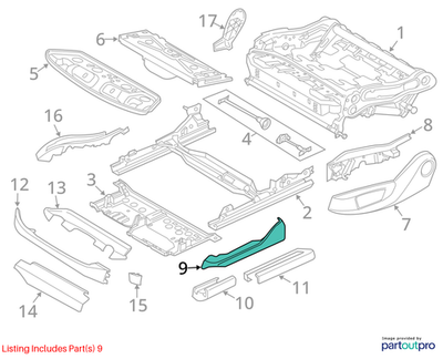 2011–2015 BMW 520i Seat Rail Upper‑Exterior Cover OEM 52109168251