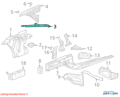2018 Cadillac CTS Front Right Fender Diagonal Brace Used OEM 23105888