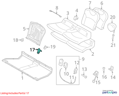 2011–2015 Mini Cooper Rear Seat Bracket/Center Mount Used OEM 52202751377