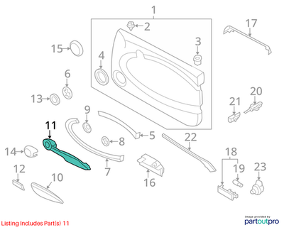 2011–2015 Mini Cooper Front Left Door Handle Carrier Used OEM 51417343979